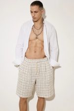 STEFAN VACAY CHECKED TEXTURED SHORTS