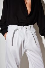 STEFAN METAL BUCKLE BELTED TROUSERS - Image 4
