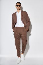 STEFAN ELASTIC SLIM FIT PLEATS TROUSERS