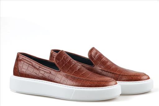 STEFAN LACELESS LEATHER EMBOSED SHOES