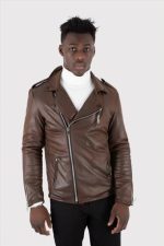 STEFAN ECO LEATHER CROSS ZIP JACKET