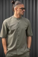 HENRY S/S EASYWEAR STAND UP COLLAR SHIRT