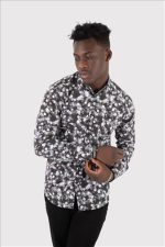 STEFAN ABSTRACT PRINT TEXTURED SHIRT - Image 2