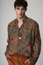 STEFAN COFFEE ANTIQUE STAND UP COLLAR SHIRT - Image 2