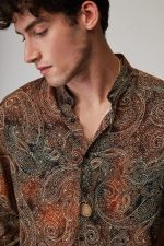 STEFAN COFFEE ANTIQUE STAND UP COLLAR SHIRT - Image 4