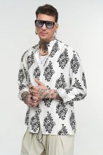 STEFAN FLAME FLOWER STAND UP COLLAR SHIRT