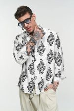 STEFAN FLAME FLOWER STAND UP COLLAR SHIRT - Image 8