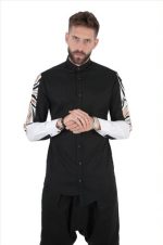 STEFAN RAGLAN FLORAL STAND-UP SHIRT