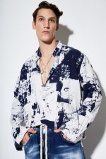 STEFAN ABSTRACT PAINTING STAND UP COLLAR SHIRT - Image 2