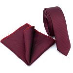 TEXTURED SKINNY TIE WITH HANDKERCHIEF