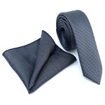 TEXTURED SKINNY TIE WITH HANDKERCHIEF - Image 2