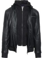 BOMBER STYLE LEATHER HOODIE JACKET - Image 3