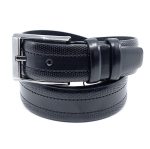 LEATHER BELT WITH MATTE GUNMETAL HARDWARE - Image 2