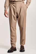 PCOC ELASTIC SLIM FIT PLEATS BELT TROUSERS