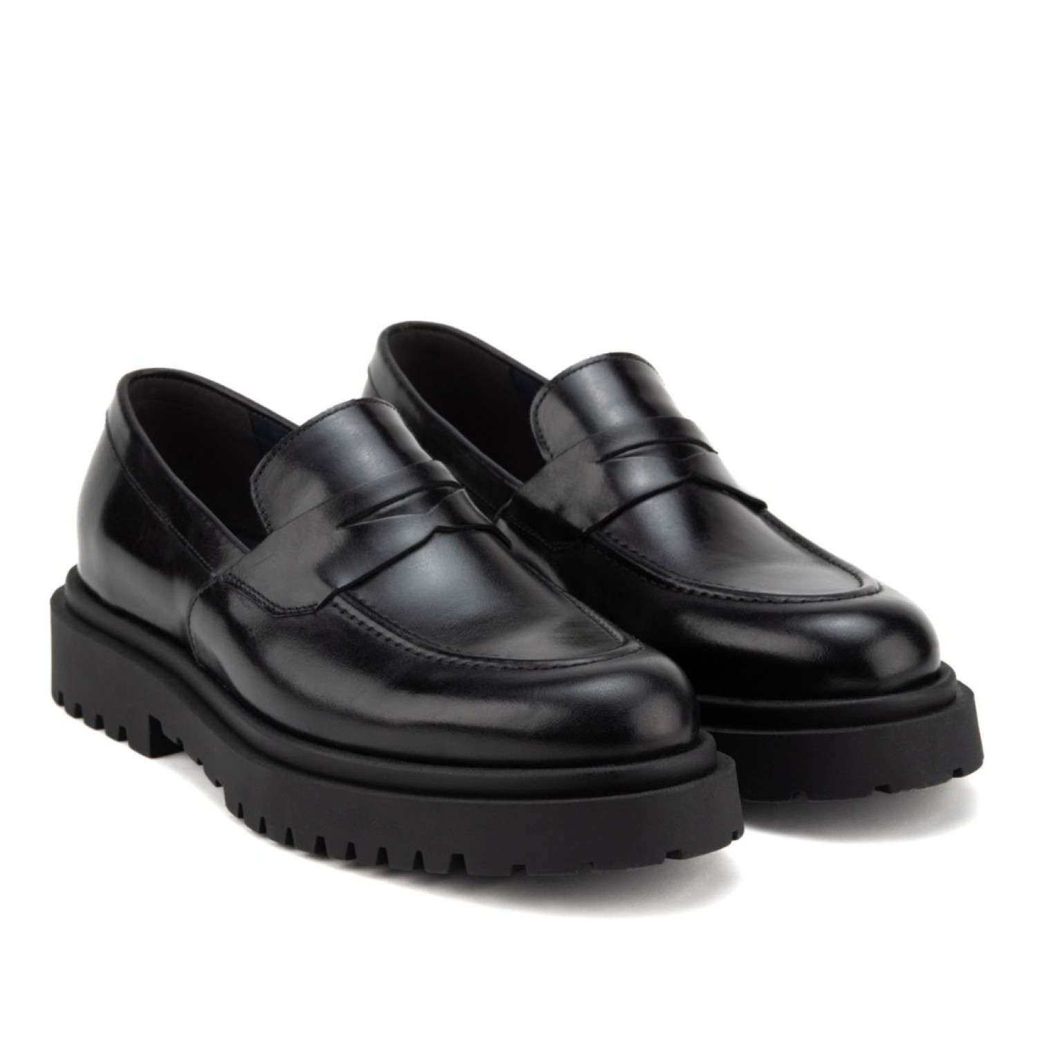 LEATHER TRACK SOLE LOAFERS