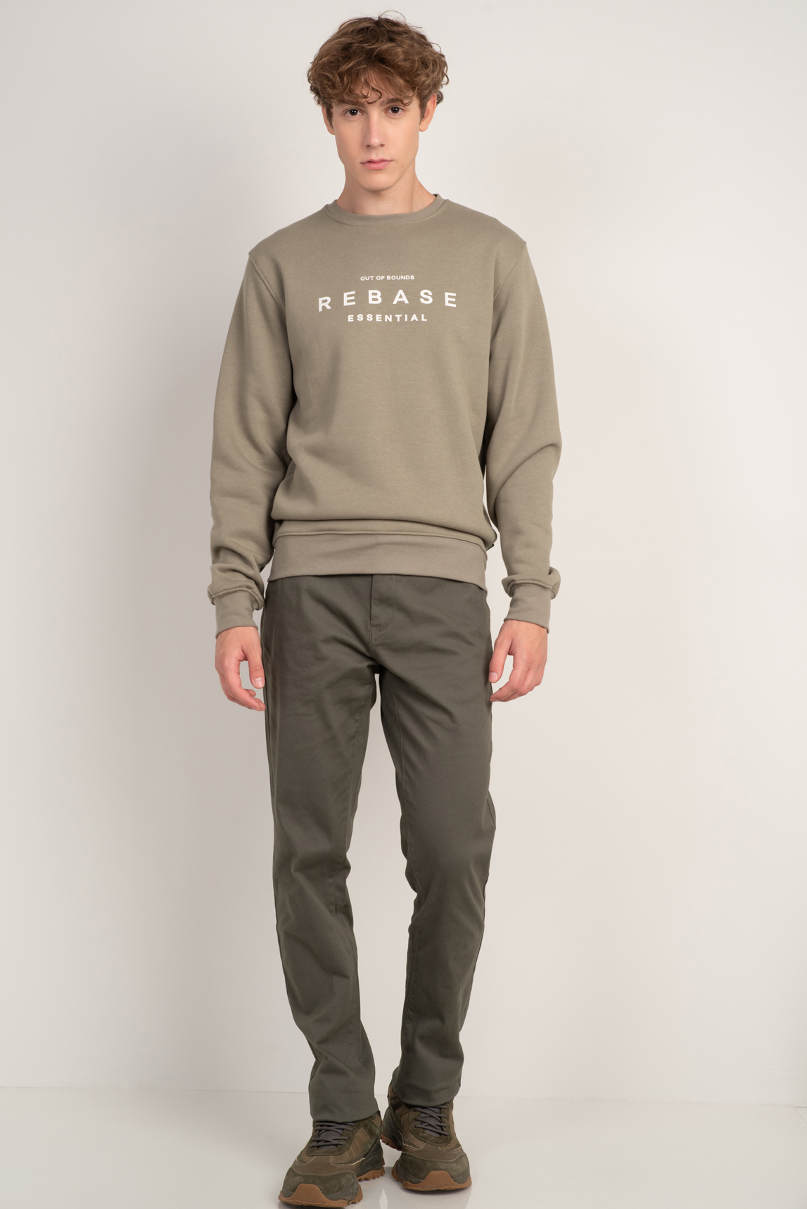 REBASE BASIC COTTON TEXTURED TROUSERS