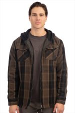 TEXTURED CHECK FLANNEL ZIPPER OVERSHIRT - Image 4