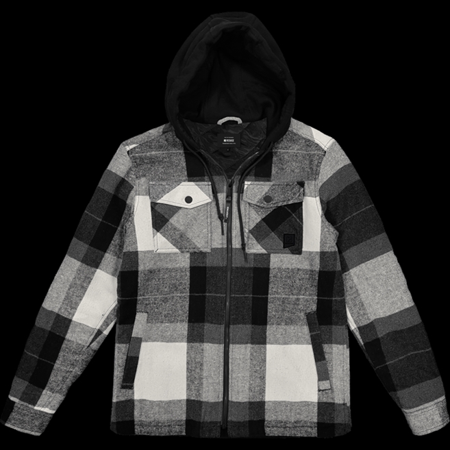 TEXTURED CHECK FLANNEL ZIPPER OVERSHIRT