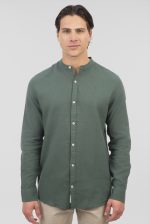 REBASE LINEN STAND-UP COLLAR SHIRT