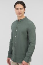 REBASE LINEN STAND-UP COLLAR SHIRT - Image 3