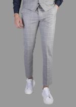 DEZINE TEXTURED CHECK TROUSERS