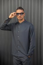 HENRY EASYWEAR MAO COLLAR OVERSHIRT