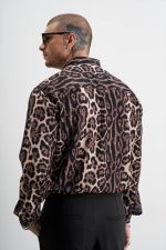 STEFAN ANIMAL PRINT STAND UP COLLAR SHIRT - Image 5