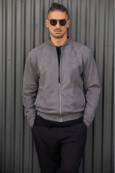 HENRY SUEDE LEATHER LIGHTWEIGHT CARDIGAN