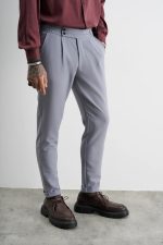 STEFAN ELASTIC SLIM FIT PLEATS TROUSERS - Image 14