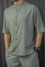 HENRY PIQUE STAND UP COLLAR SHIRT