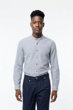HAMAKI-HO STRIPED STAND-UP COLLAR SHIRT - Image 3