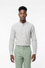 HAMAKI-HO STRIPED STAND-UP COLLAR SHIRT - Image 8