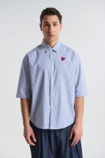 PCOC STRIPED HEART PRINT S/S COTTON SHIRT - Image 2