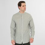 REBASE STRIPED STAND-UP COLLAR SHIRT