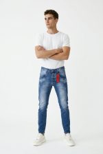BACK2JEANS RIPPED ELASTIC LEGBAND JEANS
