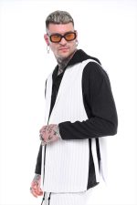 STEFAN STRIPED NIGHT WIND SLEEVELESS BLAZER - Image 3
