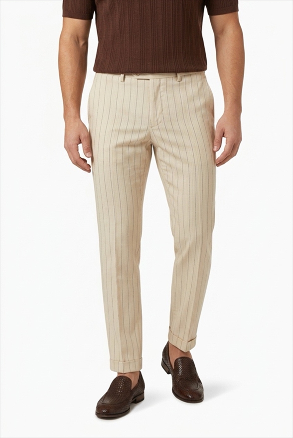TELAMIRA STRIPED TEXTURED TROUSERS