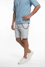 TELAMIRA DENIM RIPPED BERMUDA CHAIN SHORTS - Image 4