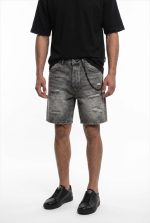 TELAMIRA DENIM RIPPED BERMUDA CHAIN SHORTS - Image 5