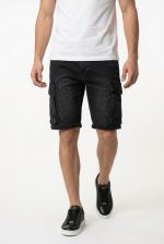 SLIM FIT DENIM CARGO BERMUDA SHORTS - Image 2