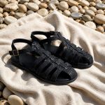 KAMA LEATHER BUCKLED CAGE SANDALS