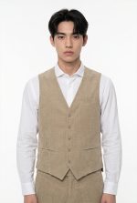 HACKERS LINEN BLEND TEXTURED VEST - Image 5
