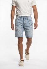 TELAMIRA DENIM RIPPED BERMUDA CHAIN SHORTS