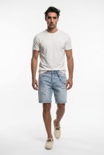 TELAMIRA DENIM RIPPED BERMUDA CHAIN SHORTS - Image 3