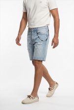 TELAMIRA DENIM RIPPED BERMUDA CHAIN SHORTS - Image 4