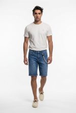 TELAMIRA DENIM RIPPED BERMUDA CHAIN SHORTS - Image 3