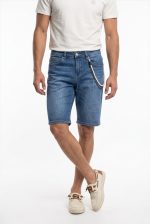 TELAMIRA DENIM RIPPED BERMUDA CHAIN SHORTS - Image 4