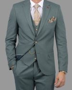 DZINE 3PIECE SLIM FIT SUIT IN PATTERNED