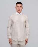 DEZIGN STRIPED WHITE COLLAR SLIM FIT SHIRT - Image 2