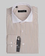 DEZIGN STRIPED WHITE COLLAR SLIM FIT SHIRT - Image 3